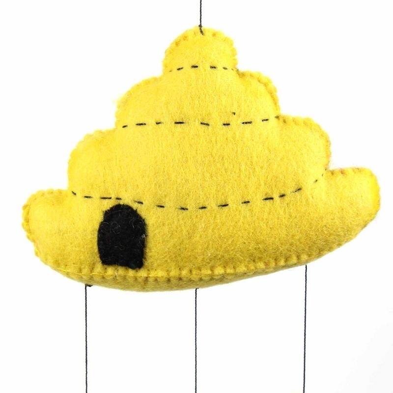 Handmade Felt Beehive Mobile (Nepal)