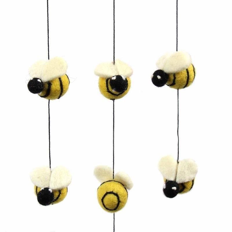 Handmade Felt Beehive Mobile (Nepal)