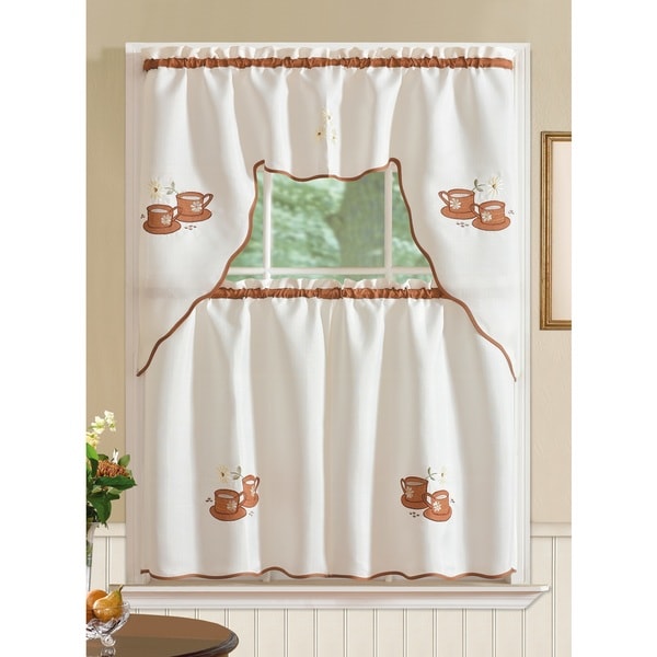 Rt Designer S Collection Imperial Coffee Jacquard Tier And Rt Designer S Collection Imperial Coffee Jacquard Tier And Valance Kitchen Curtain Set Free Shipping On Orders Over 45 17076648