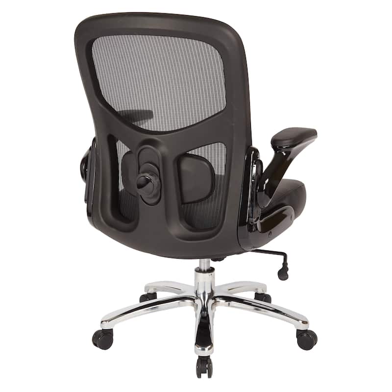 Big and Tall Mesh Back Executive Office Chair with Black Bonded Leather Seat and Chrome Base