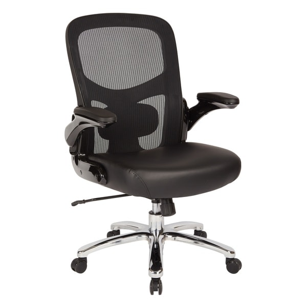 office chair leather seat mesh back