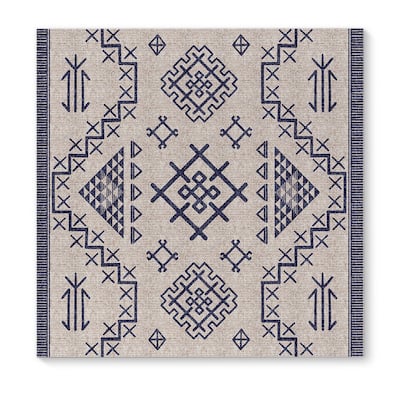 Kavka Designs Aztec Light Blue Beige/Blue Canvas Art