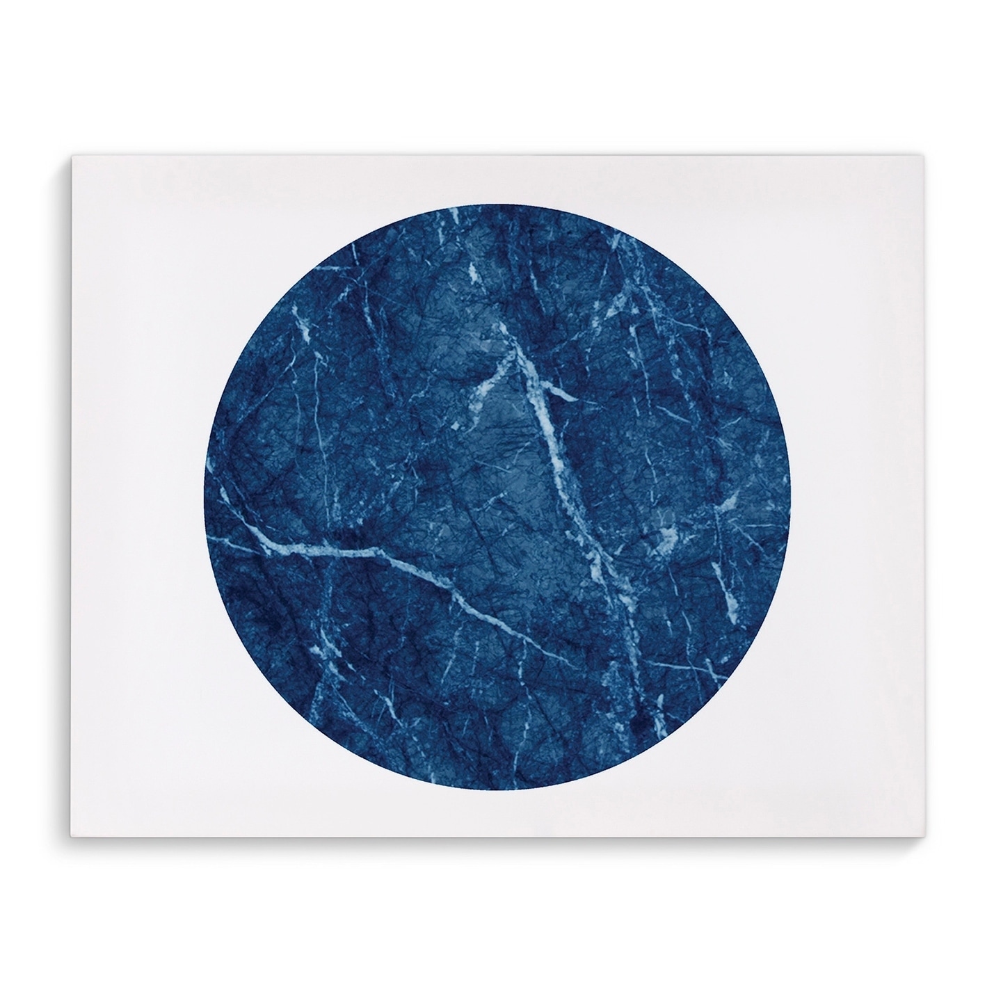 Shop Kavka Designs Blue Marble Circle Blue White Canvas Art On