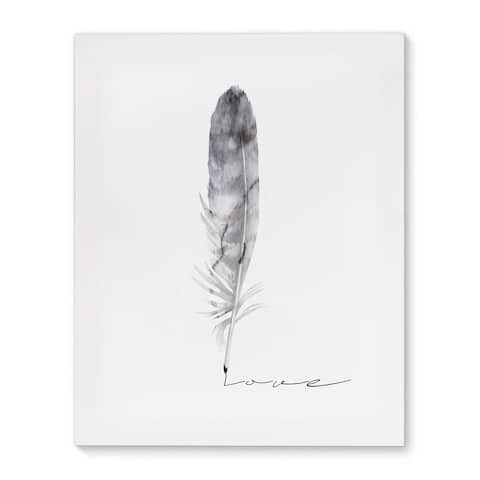 Kavka Designs Feather Love Grey Canvas Art
