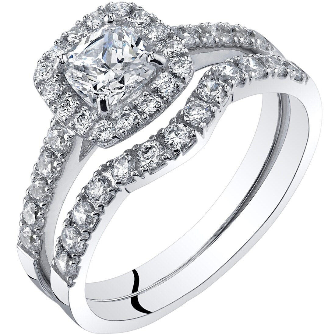 Shop Oravo 14k White Gold Cushion Cut Engagament Ring And Wedding
