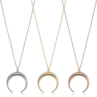 Italian 14k Yellow, White or Rose Gold Crescent Moon Necklace (18 inches)