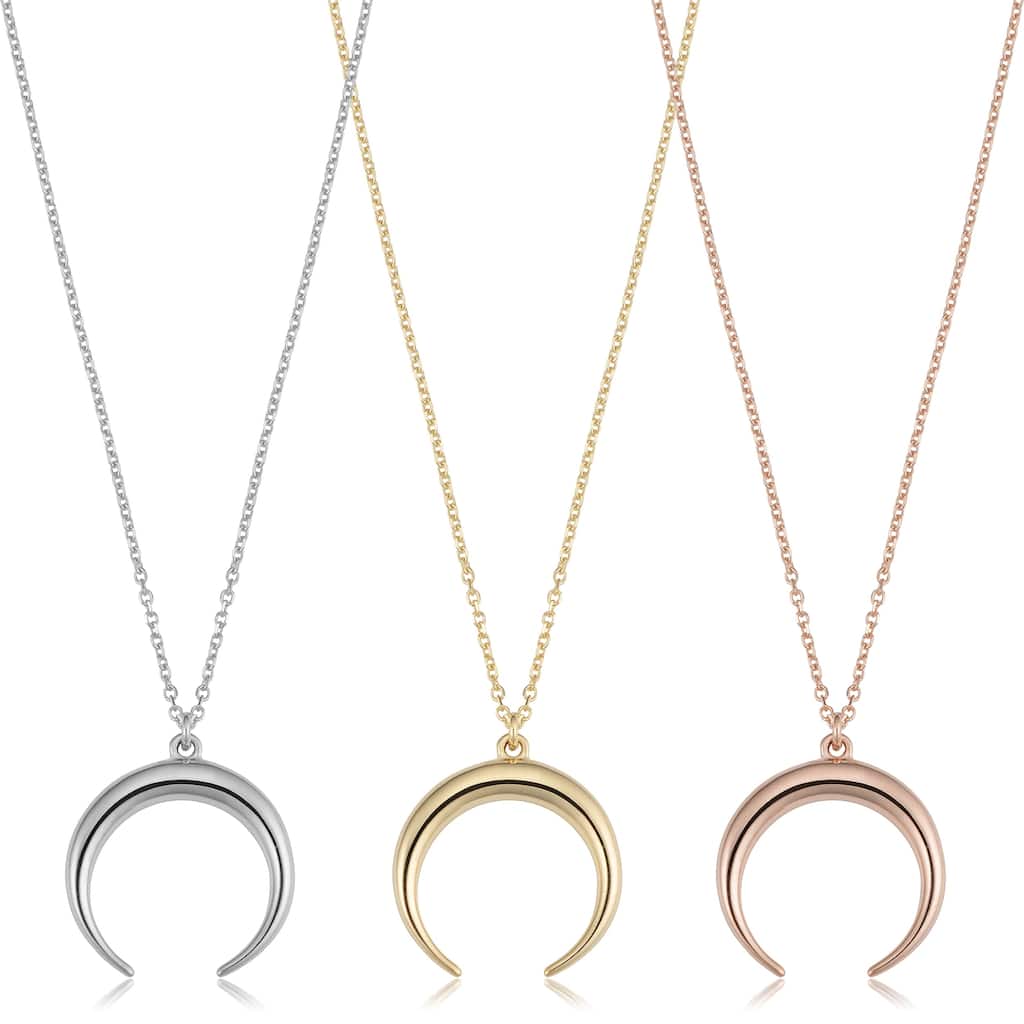 Fremada Italian 14k Yellow, White or Rose Gold Crescent Moon Necklace (18 inches)