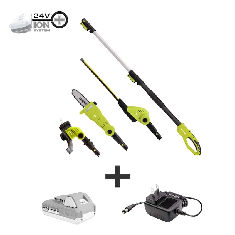 Sun Joe GTS4002C 24V iON Cordless Lawn Care System Kit -  Hedge Trimmer · Pole Saw · Grass Trimmer