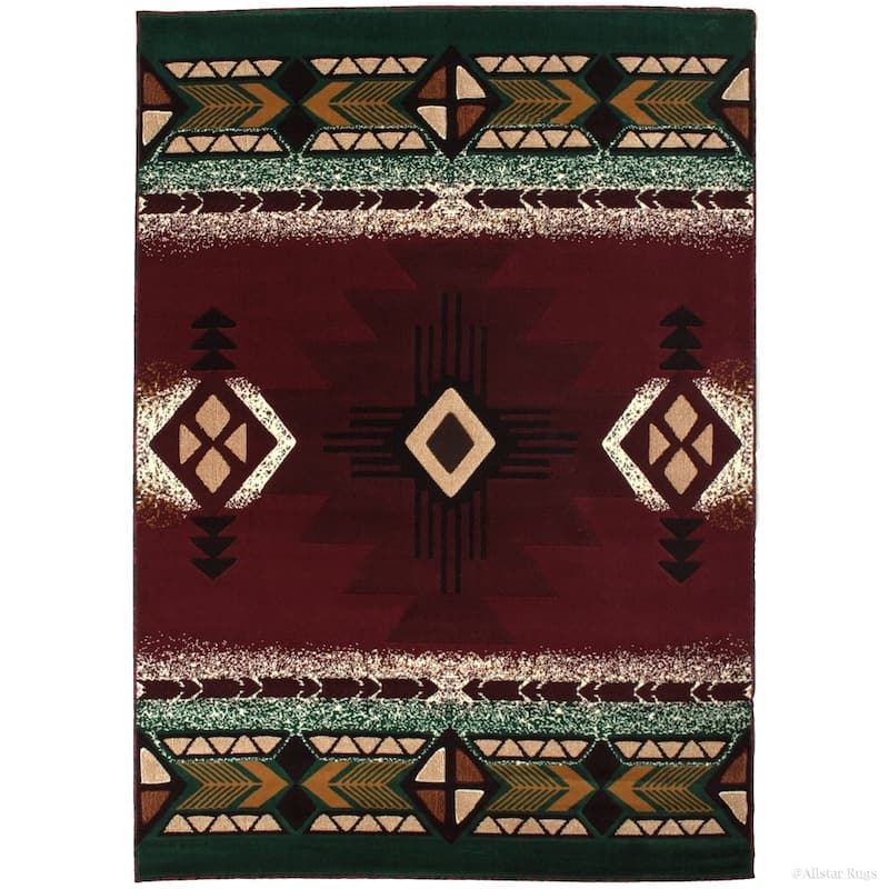 Allstar Woven Native American Area Rug - 5' 2"x7' 1" - Burgundy
