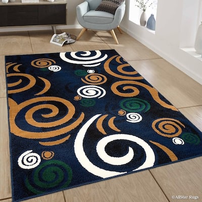Allstar Modern with Abstract Swirl Design Rug