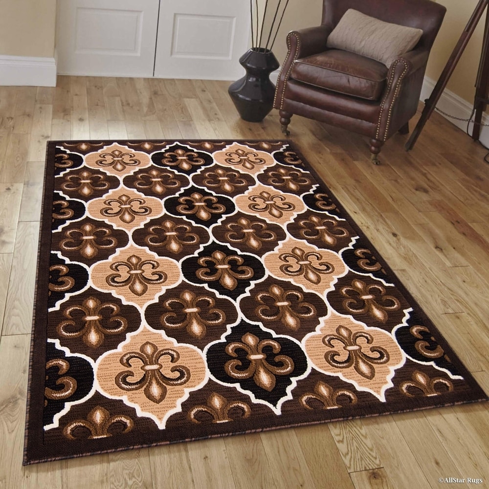 Ahgly Company Indoor Round Oriental Brown Industrial Area Rugs, 5