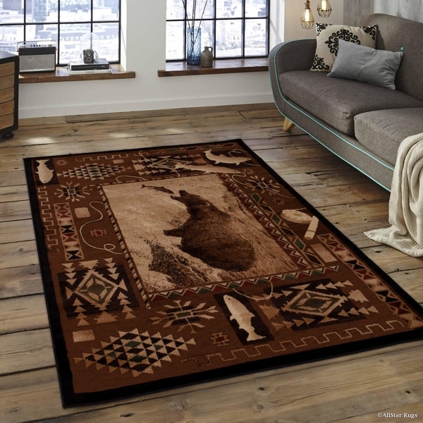 Buffalo Rustic Area Rug, Southwest, 2024 5'2