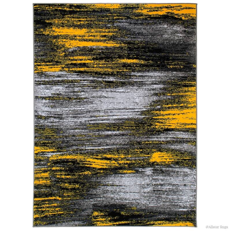 Allstar Exclusive Modern Brush Streak Pattern Area Rug - 7' 9"x9' 8" - Yellow