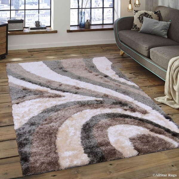 Shop Allstar White/ Grey Modern Thick High Pile Rug - 10' 5