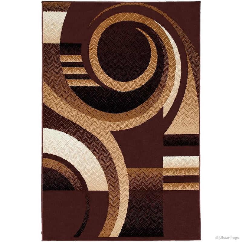 Allstar Modern Abstract Design Rug - 5' 2"x7' 0" - Dark Brown