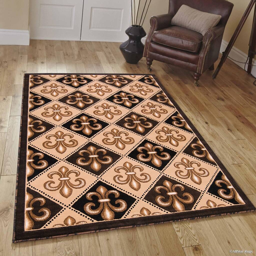 Allstar Modern Floral Fleur De Lis Design Rug