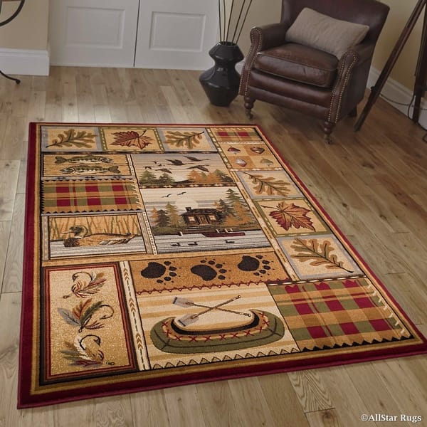  Home Dynamix Buffalo Bear Rustic Area Rug, Brown/Red