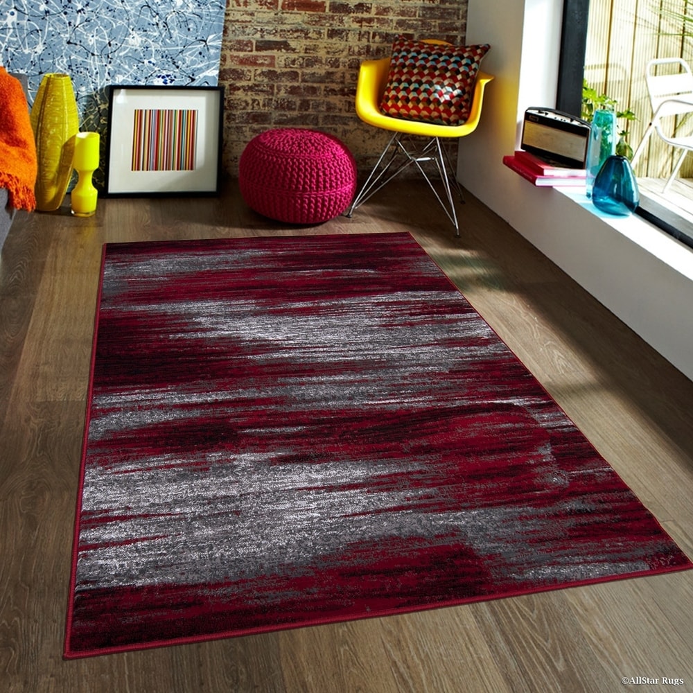 Allstar Lava Exclusive Modern Brush Streak Design Rug - 9' 8 x 7' 9