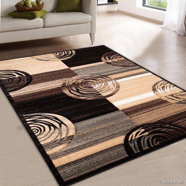 Allstar Black Distressed Modern Carved Circle Design Rug 7 9 Allstar Black Distressed Modern Carved Circle Design Rug 7 X27