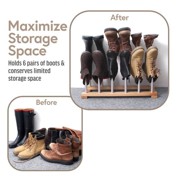 Shop Innoka 6 Pairs Standing Wooden Aluminum Boot Rack Shoes
