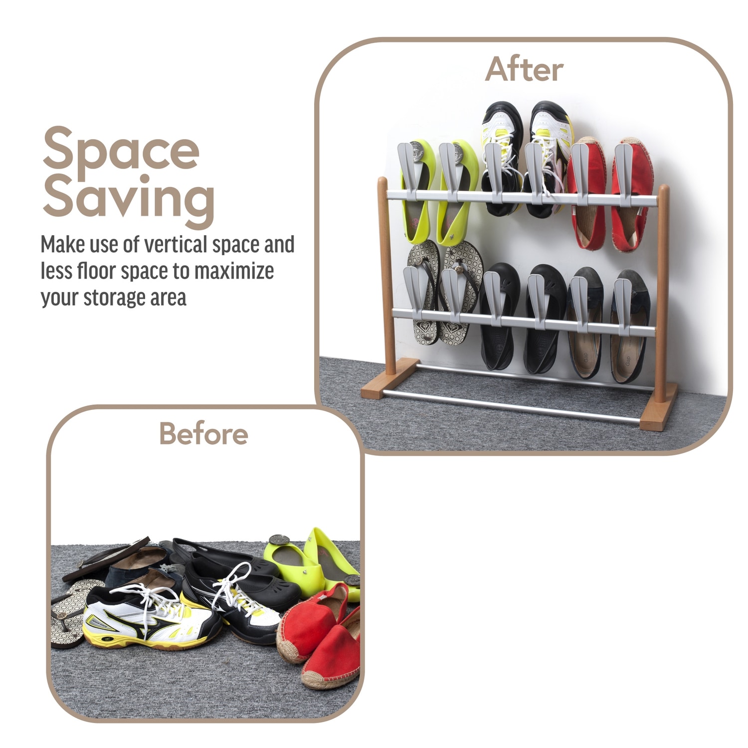 INNOKA Modern Pop On Shoe Rack with Sturdy Base Space-saving Removeable  Shoes Holder for Closets For Up to 12-Pairs of Shoes - Bed Bath & Beyond -  17086448