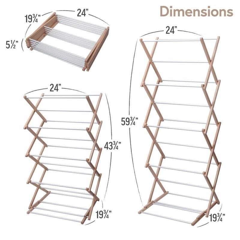 Innotic Clothes Drying Rack, Folding 4-Tier Laundry Stainless Steel Drying  Rack with 2 Adjustable Side Wings, Space Saving Free-Standing Laundry Stand