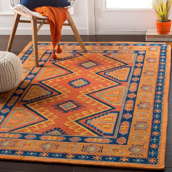 Shop Ezrah Traditional Southwestern Bright Orange Area Rug 4' x 6