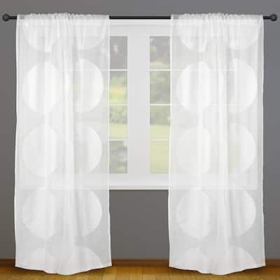 White Circle Lace Curtain Panel
