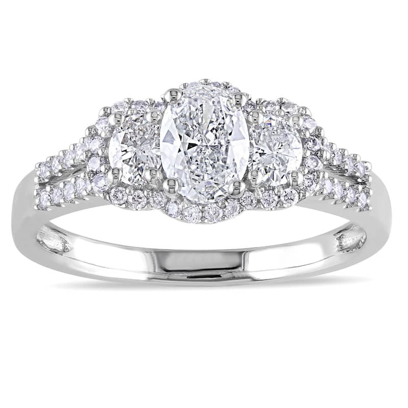 Miadora Signature Collection 14k White Gold 1ct TDW Certified Oval-cut Diamond Engagement Ring