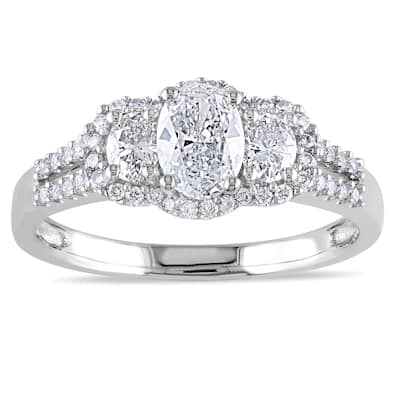 Miadora Signature Collection 14k White Gold 1ct TDW Certified Oval-cut Diamond Engagement Ring