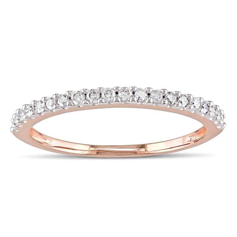 Miadora 10k Rose Gold 1/5ct TDW Diamond Eternity Wedding Band Ring - White