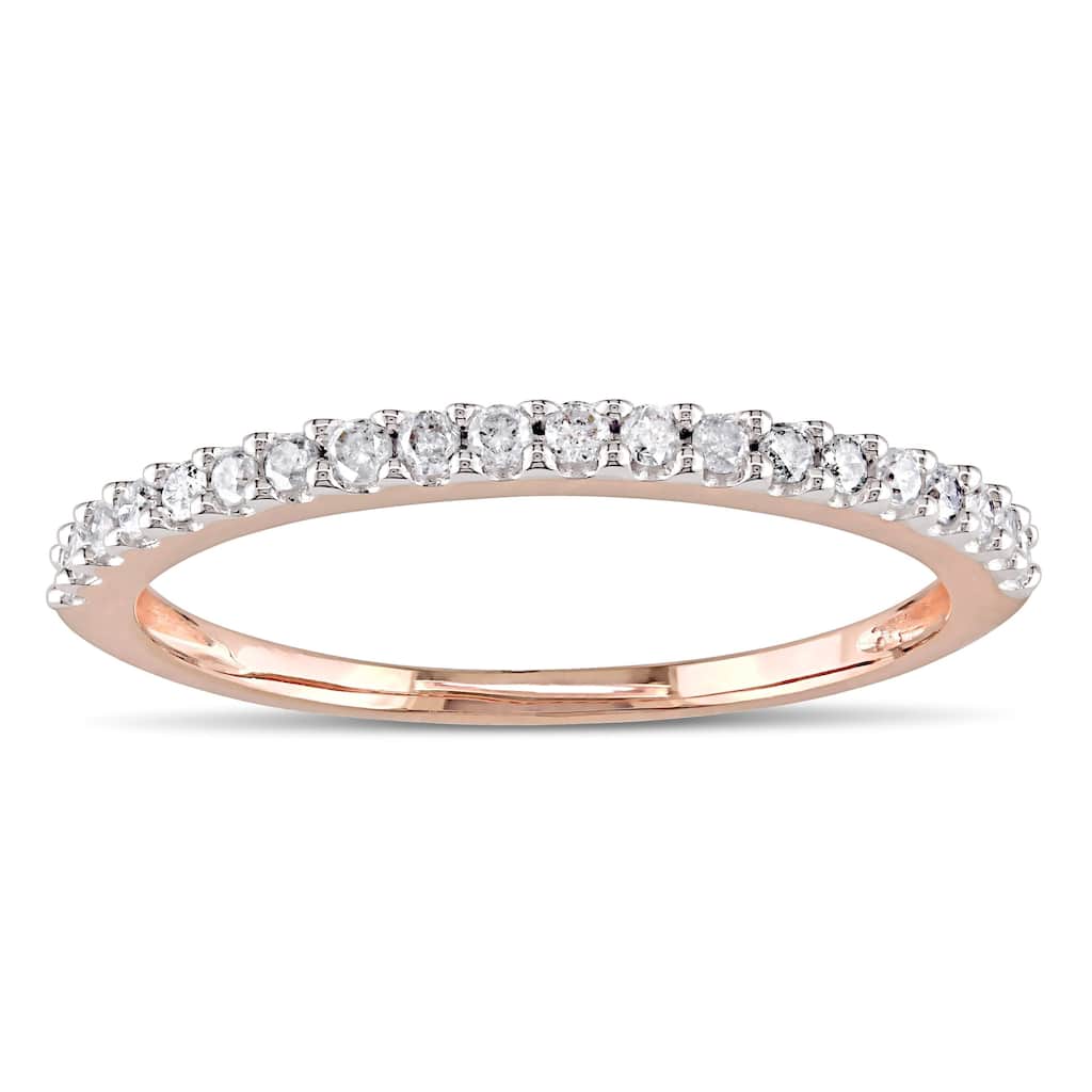 Miadora 10k Rose Gold 1/5ct TDW Diamond Eternity Wedding Band Ring - White