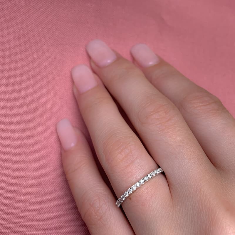 Miadora 10k Rose Gold 1/5ct TDW Diamond Eternity Wedding Band Ring - White
