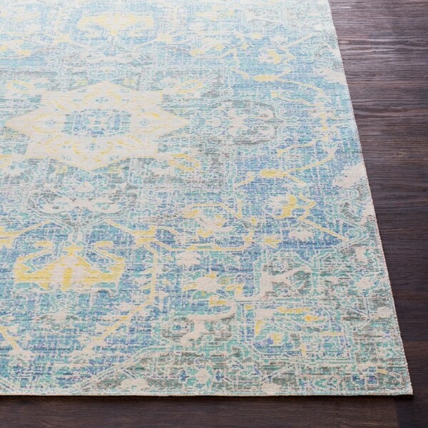 Janson Vintage Medallion Blue Area Rug - 7'10" x 10'3"