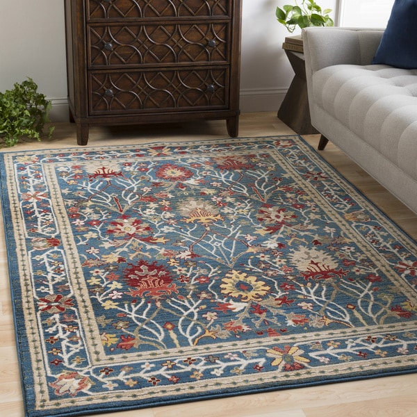 William Blue Rustic Vintage Area Rug (9' x 12'3) - 9' x 12'3"