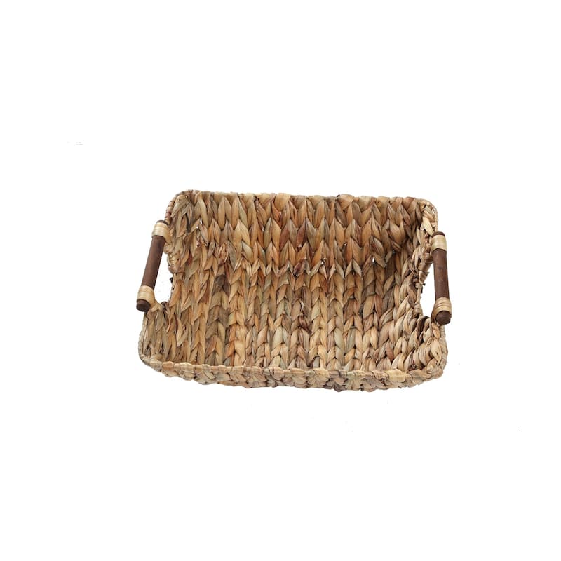 15" Hyacinth & Wood Handled Basket by Trademark Innovations