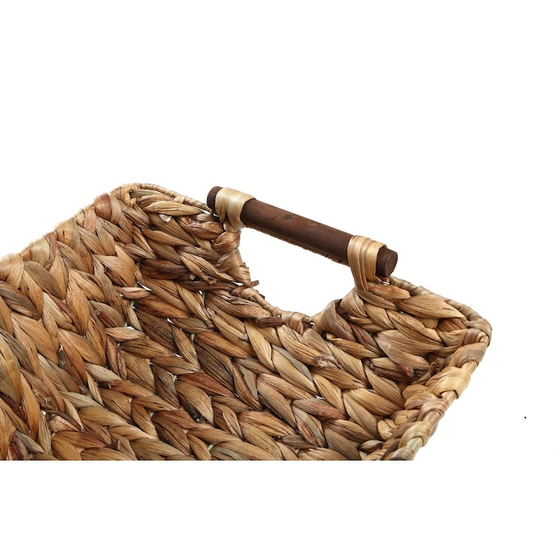 15" Hyacinth & Wood Handled Basket by Trademark Innovations