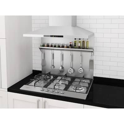 Ancona 30 in. Stainless Steel Backsplash with Stainless Steel Shelf