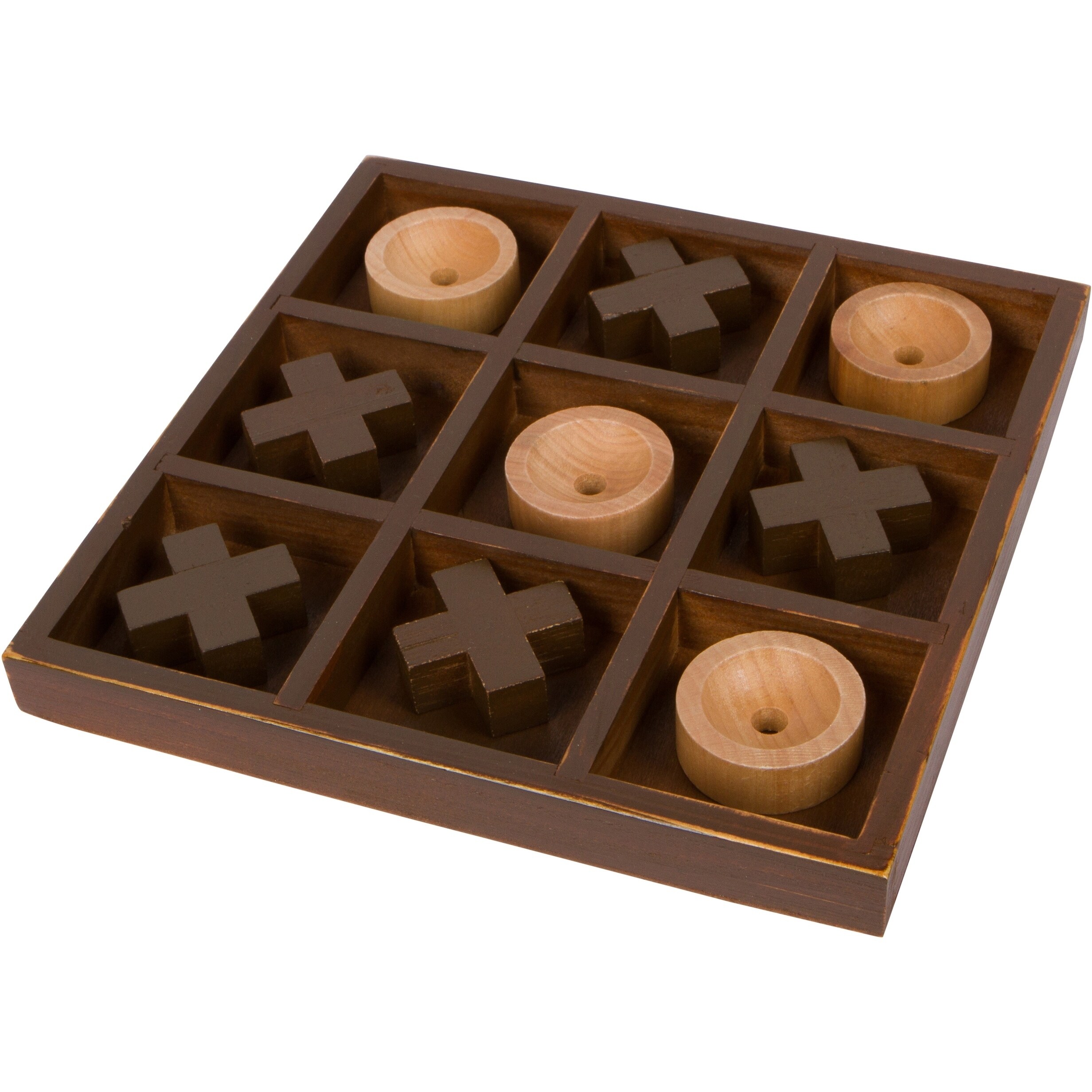 10" Wooden Tic Tac Toe Desk Top Table Décor Game by