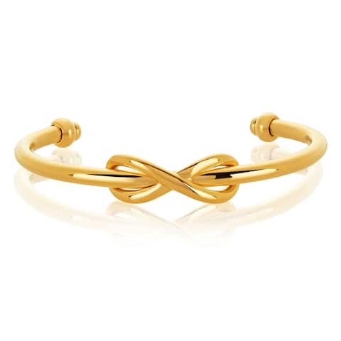 Gold Plated Stainless Steel Intertwined Infinity Cuff Bracelet - Yellow