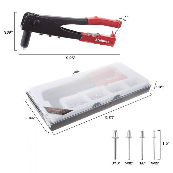 Red Rivet Kit Rivet Gun Set- 40 Piece Heavy Duty Riveter Set with Rivets, Rivet Heads ...