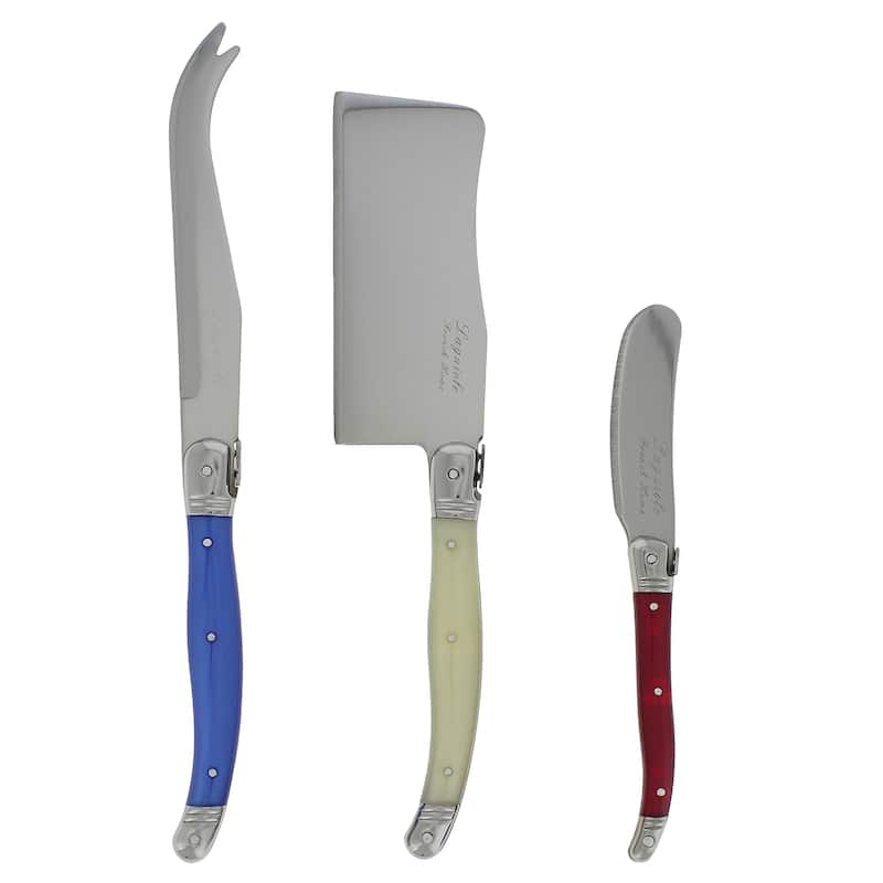 French Home 3 Piece Laguiole Cheese Set - Red, Blue & White