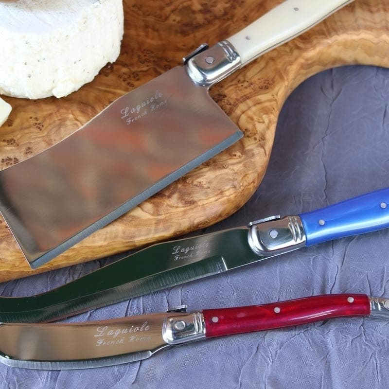 French Home 3 Piece Laguiole Cheese Set - Red, Blue & White