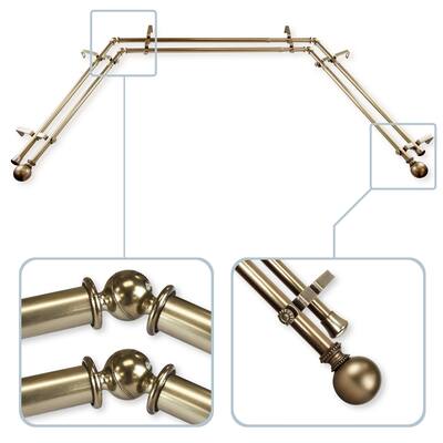 InStyleDesign Tegan 13/16" Bay Window Double Curtain Rod - 20-36 inches, 38-72 inches