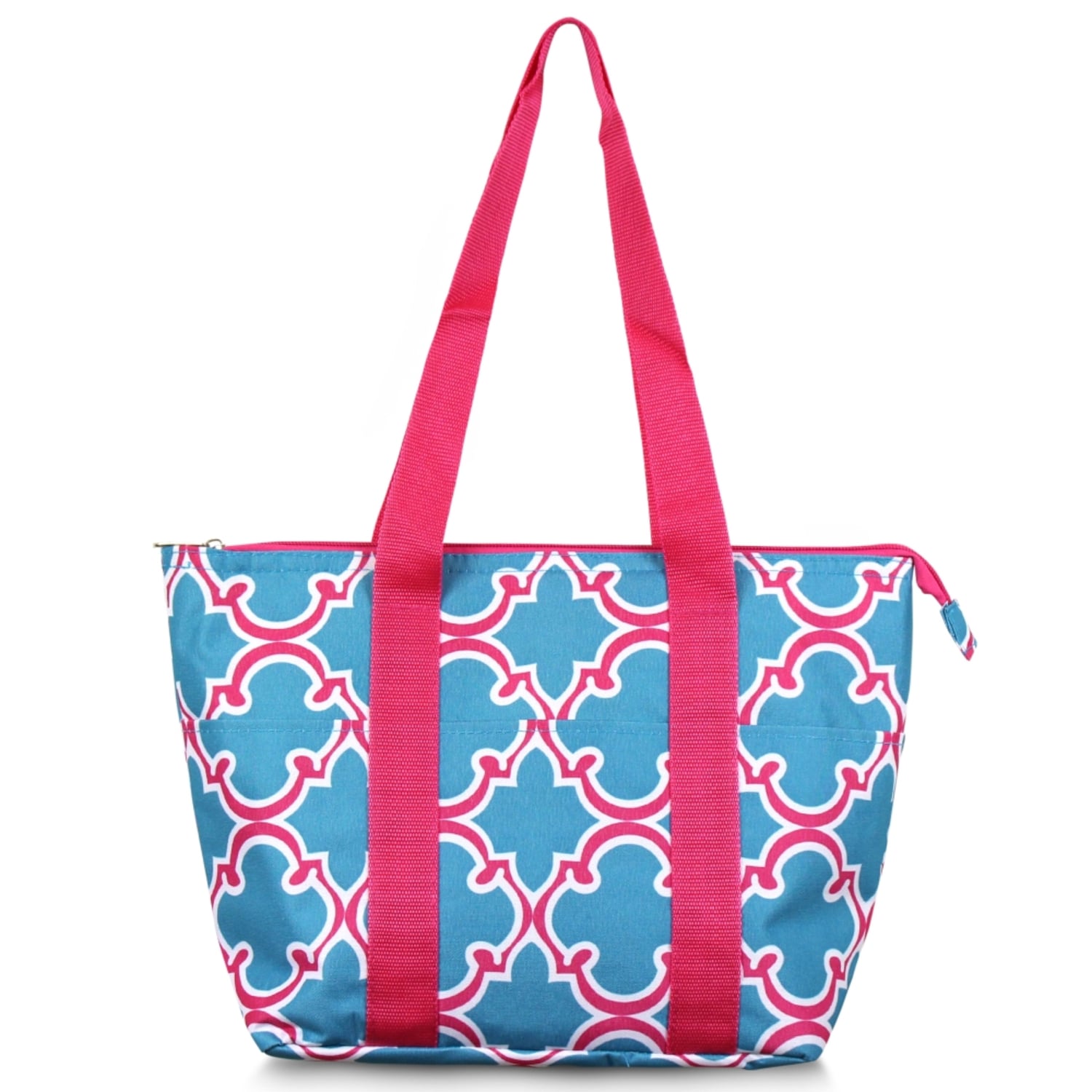 Zodaca Fashion Blue Quatrefoil Large Insulated Zip Top Lunch Bag Women Tote Cooler Picnic Travel Food Box Carry Bags For Camping Zodaca Fashion Blue Quatrefoil Large Insulated Zip Top Lunch Bag Women Tote Cooler Picnic Travel Food Box Carry Bags For Camping