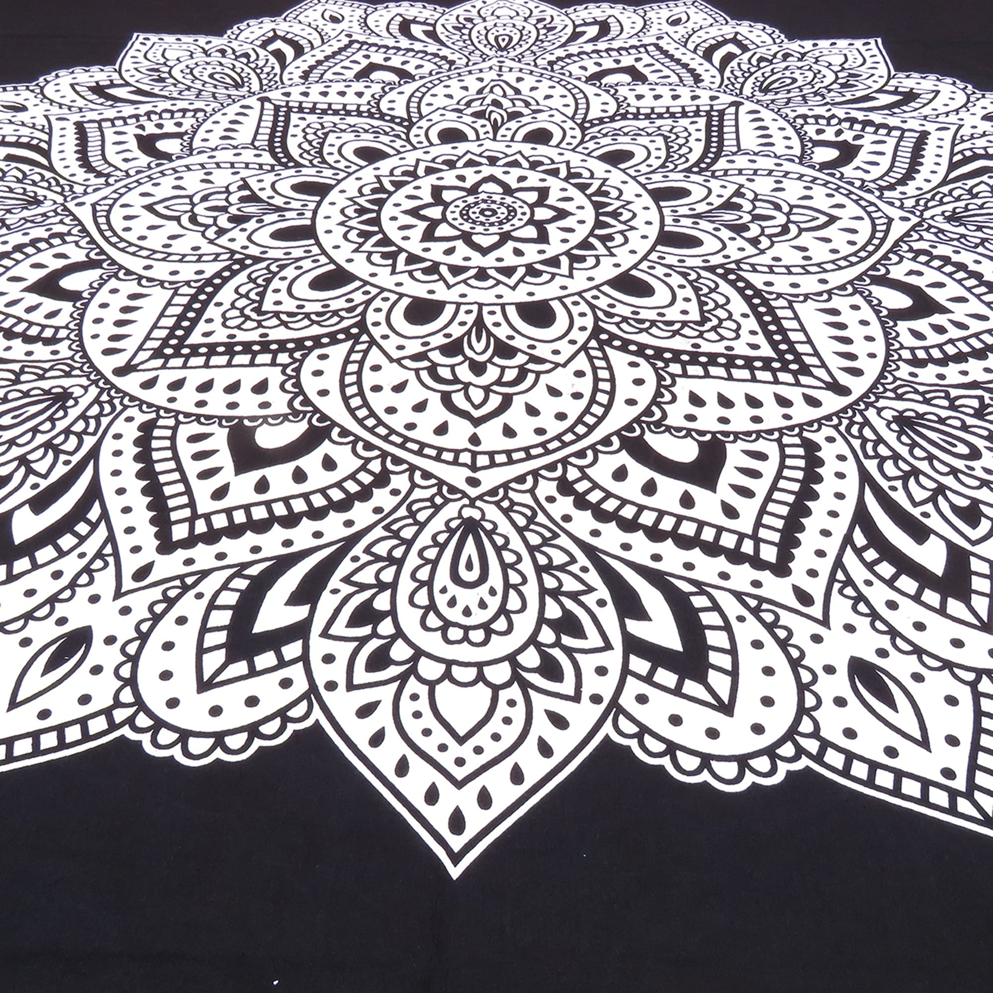 NEW Black White Handmade Rectangle Hippie Mandala Lotus Flower Hanging Tapestry