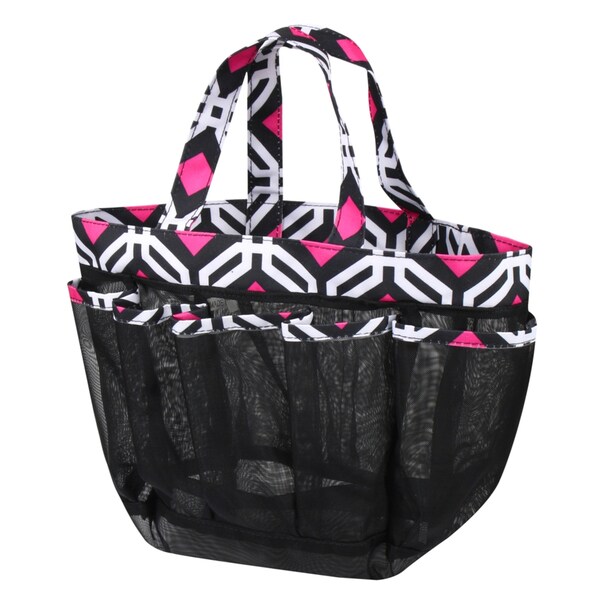 Zodaca Black Graphic Lightweight Mesh Shower Caddie Bag Quick Dry Bath Organizer Carry Tote Bag for Gym Camping