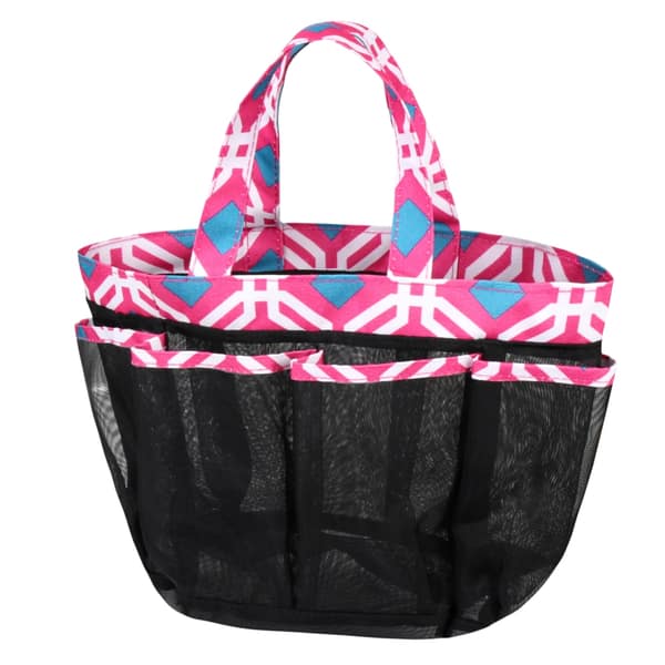 Zodaca Pink Graphic Lightweight Mesh Shower Cad Bag Quick Lightweight Mesh Shower Cad Bag