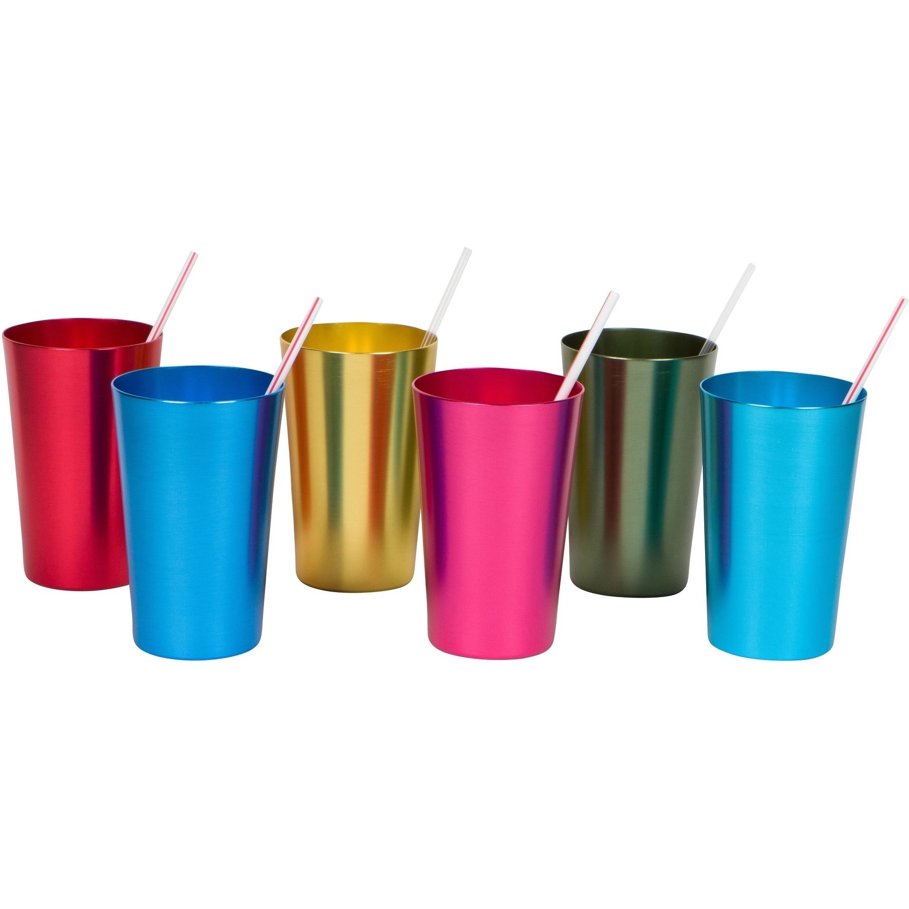 Retro Aluminum Tumblers, 6 Cups, 12 oz, by Trademark Innovations, Assorted Colors