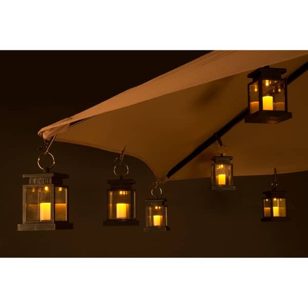 5 Led Solar Hanging Umbrella Lantern Candle Lights Amber Umbrella Lantern Candle Lights Amber